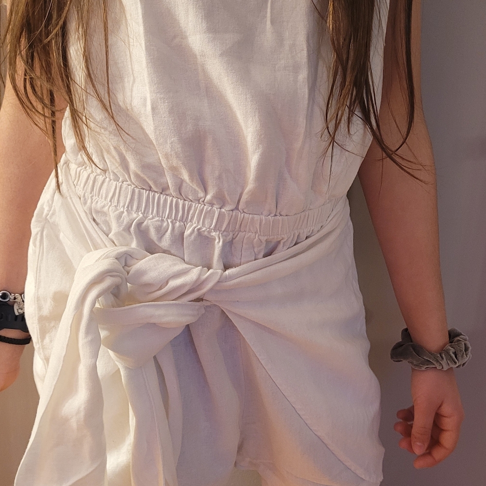 Dynamite Ivory Tie-Front Jumpsuit